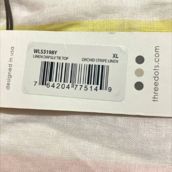 THREE DOTS Women's 100% Linen Striped Sleeveless Blouse Size XL - Picture 5 of 5